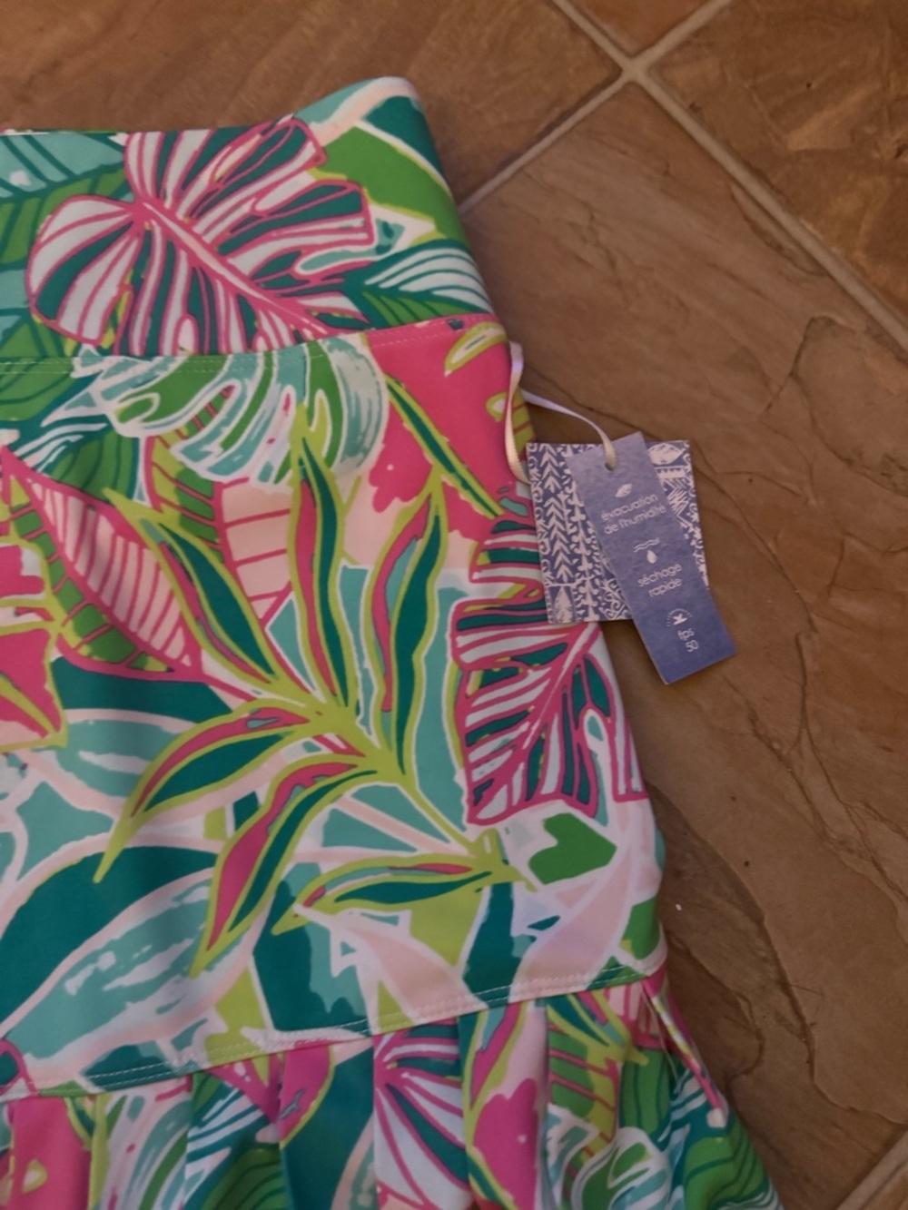 Sigrid Olsen Tropical Print Mini Skirt in Teal, Pink, Green - Picture 2 of 7